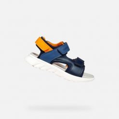 Sandały GEOX J SANDAL AIRADYUM BO Niebieski. Brązowe sandały męskie Geox, z syntetyku, bez zapięcia. Za 195.99 zł.