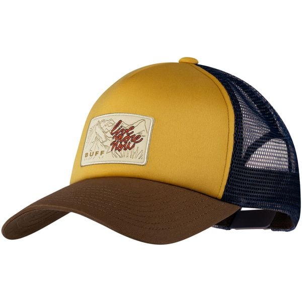 Czapka z daszkiem Trucker Cap Erlen Camel. Żółte czapki męskie Buff, na lato, bez wzorów, z bawełny, klasyczne. Za 99.99 zł.