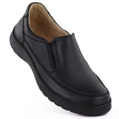 Skórzane półbuty męskie komfortowe czarne Helios 835K. Czarne półbuty męskie Helios, ze skóry, bez zapięcia. Za 319.99 zł.