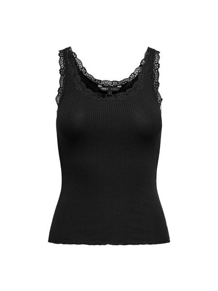 ONLY Top Sara 15345994 Czarny Slim Fit. Czarne topy damskie Only, xs, bez wzorów, z bawełny, bez kołnierzyka. Za 63.99 zł.