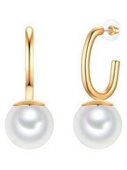 Yokoamii Pozłacane kolczyki-półkreole rozmiar: onesize. Białe kolczyki damskie Yokoamii, z perłą, metalowe. Za 39.99 zł.