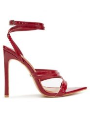 DeeZee Sandały YC7562-S-LP1 Czerwony. Czerwone sandały damskie DeeZee, bez wzorów, ze skóry, bez obcasa, na szpilce. Za 139.99 zł.