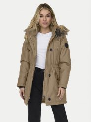 ONLY Parka Iris 15304625 Brązowy Regular Fit. Brązowe parki damskie Only, xs, bez wzorów, z syntetyku. Za 169.99 zł.