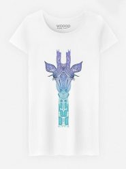 WOOOP Koszulka "Giraffe Mint" w kolorze białym rozmiar: L. Białe bluzki damskie Wooop, l, bez wzorów, z bawełny, bez kołnierzyka, bez ramiączek. Za 52.67 zł.