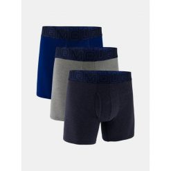 Bokserki męskie Under Armour M Perf Cotton 6in Blue, 3-pak. Niebieskie bokserki męskie Under Armour, bez wzorów, z bawełny. Za 273.99 zł.