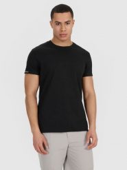 4F T-shirt regular gładki męski - czarny M. Czarne t-shirty męskie 4f, m, bez wzorów, z bawełny, bez kołnierzyka. Za 59.99 zł.