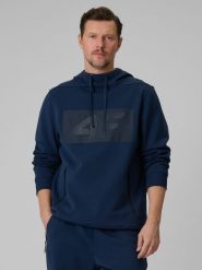 4F Bluza dresowa regular z kapturem męska - granatowa XL. Niebieskie bluzy z kapturem męskie 4f, m, z bawełny. Za 199.99 zł.
