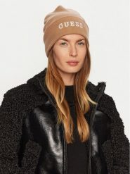 Guess Czapka AW5189 POL01 Beżowy. Brązowe czapki zimowe damskie Guess, z materiału. Za 149.99 zł.
