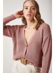 Happiness Istanbul Kardigan w kolorze jasnoróżowym rozmiar: S/M. Różowe kardigany damskie Happiness Istanbul, m, bez wzorów, ze splotem. Za 70.41 zł.