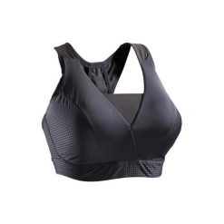 Stanik fitness kardio 900 duże rozmiary czarny. Czarne biustonosze sportowe damskie DOMYOS, bez wzorów, z elastanu. Za 79.99 zł.