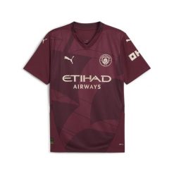 Męska trzecia koszulka Manchester City 24/25 PUMA Dark Jasper Red. Czerwone t-shirty sportowe męskie Puma, l, bez ramiączek, do piłki nożnej. Za 339.99 zł.