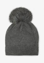 Ciemnoszara Czapka z Kaszmirem i Bawełną Windy Time. Szare czapki zimowe damskie Renee, z bawełny. Za 44.99 zł.