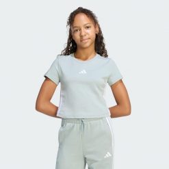 Koszulka Essentials. Białe bluzki damskie Adidas, bez wzorów, z bawełny, bez kołnierzyka. Za 79.95 zł.