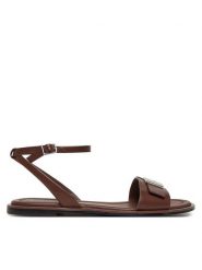 Calvin Klein Sandały Flat Sandal W/Ck Hw - Lth HW0HW02367 Brązowy. Brązowe sandały damskie CALVIN KLEIN, bez wzorów, ze skóry, bez obcasa, na płaskiej podeszwie. Za 279.99 zł.