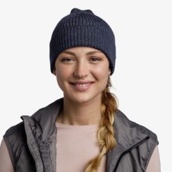 Czapka sportowa Running z odblaskiem z wełny merino active beanie. Szare czapki męskie Buff, bez wzorów, z poliesteru, sportowe. Za 169.99 zł.