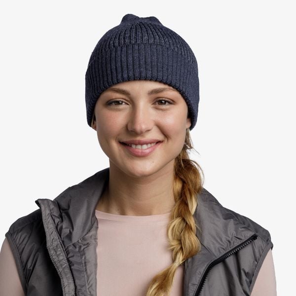 Czapka sportowa Running z odblaskiem z wełny merino active beanie. Szare czapki męskie Buff, bez wzorów, z poliesteru, sportowe. Za 169.99 zł.