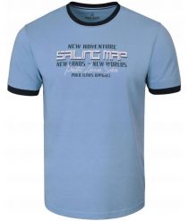 T-Shirt (Koszulka) Męska - Pako Jeans - Kolor Niebieski, Napisy. Niebieskie t-shirty męskie Pako Jeans, l, bez wzorów, z bawełny, bez kołnierzyka. Za 69.00 zł.