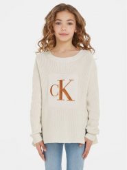 Calvin Klein Jeans Sweter Monogram IG0IG02259 Écru Regular Fit. Spodnie dziewczęce Calvin Klein Jeans, bez wzorów, z bawełny, bez kołnierzyka. Za 249.99 zł.