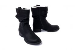 RIEKER Z9583-00 black, kozaki damskie. Czarne kozaki damskie Rieker, z wełny, bez obcasa, na obcasie. Za 379.90 zł.