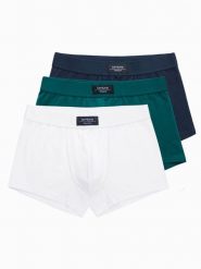 Jednokolorowe dopasowane bokserki męskie BASIC z elastanem – 3 pak mix - Rozmiar: XL. Zielone bokserki męskie Ombre Clothing, bez wzorów, z bawełny. W wyprzedaży za 39.99 zł.