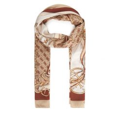 Szal Guess. Brązowe szaliki i kominy damskie Guess, z aplikacjami. Za 219.99 zł.