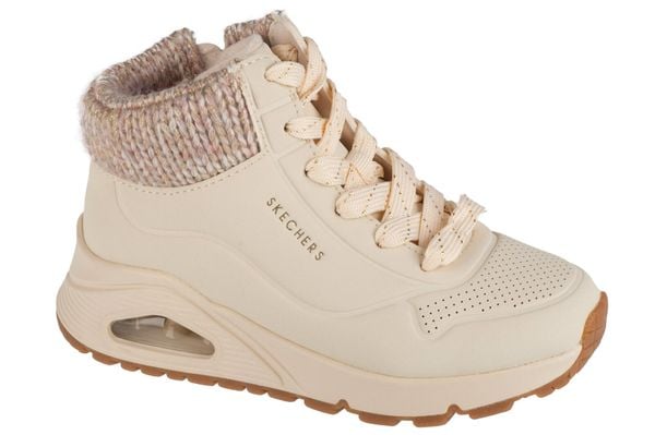 Buty do chodzenia damskie Skechers Uno Darling Daze. Białe buty sportowe na co dzień damskie Skechers, bez wzorów, z materiału, trekkingowe. Za 259.99 zł.