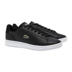 Sneakersy męskie Lacoste Carnaby Set buty sportowe tenisówki trampki czarne. Czarne trampki i tenisówki męskie Lacoste, bez wzorów, ze skóry, bez zapięcia. Za 419.00 zł.