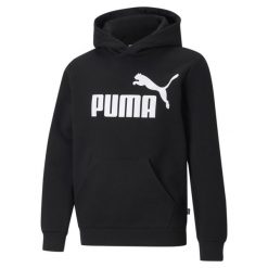 Młodzieżowa bluza z kapturem z dużym logo Essentials PUMA Black. Czarna bluzy z kapturem męskie Puma, m, z bawełny. Za 175.20 zł.