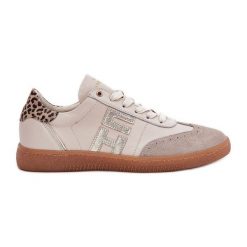 Skórzane Buty Sportowe Sneakersy Damskie Panterka CheBello 4640 Beżowe beżowy. Brązowe buty sportowe na co dzień damskie bez wzorów, z materiału. Za 697.41 zł.