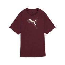 Damska koszulka Evostripe o luźnym kroju z grafiką PUMA Ruby Shimmer Red. Czerwone bluzki damskie Puma, bez wzorów, bez ramiączek. Za 139.00 zł.