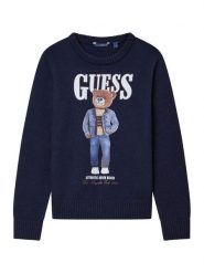 Guess Sweter L6RR04 Z2ZK2 Granatowy Regular Fit. Niebieskie swetry chłopięce Guess, z aplikacjami, z syntetyku, bez kołnierzyka. Za 269.99 zł.