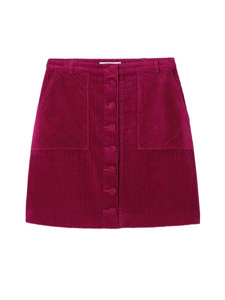 TATUUM Spódnica sztruksowa w kolorze jagodowym rozmiar: 44. Czerwone spódniczki damskie Tatuum, bez wzorów, z bawełny, z podwyższonym stanem, midi, proste. Za 67.45 zł.