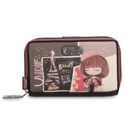 Brązowy Modny Damski Portfel Anekke Mademoiselle. Brązowe portfele damskie Anekke, bez wzorów, z materiału. Za 199.00 zł.