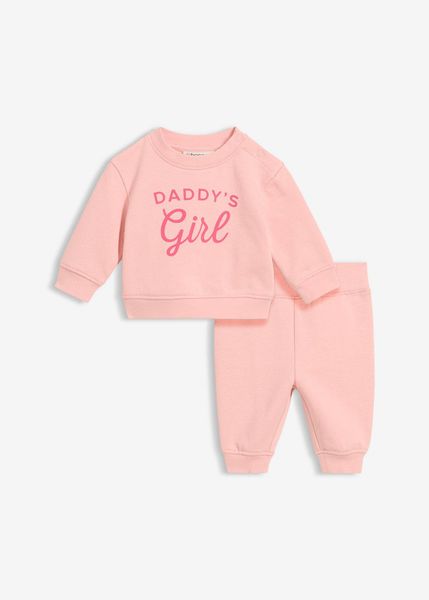 Bluza dresowa i spodnie z czystej bawełny organicznej (komplet 2-cz.). Czerwone bluzy i bluzki niemowlęce bonprix, bez wzorów, z bawełny, bez ramiączek, bez kaptura. Za 84.99 zł.