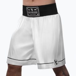 Spodenki treningowe Hayabusa Pro Boxing. Białe szorty męskie HAYABUSA, bez kołnierzyka. Za 329.99 zł.