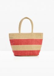 Torba shopper z juty, w paski. Brązowe shopper bag damskie bonprix, bez wzorów, bez dodatków. Za 59.99 zł.