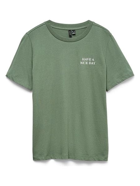 Vero Moda Koszulka w kolorze zielonym rozmiar: XS. Zielone bluzki damskie Vero Moda, xs, bez wzorów, z bawełny, bez kołnierzyka. Za 38.95 zł.