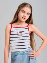Koszulka na ramiączkach Hello Kitty - wielobarwny. Koszulki dziewczęce Sinsay, l, bez wzorów, bez ramiączek. Za 12.99 zł.