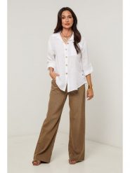 Le Monde du Lin Lniana koszula w kolorze białym rozmiar: 36/38. Białe koszule damskie Le Monde du Lin, bez wzorów, ze lnu, bez kołnierzyka, bez ramiączek. Za 130.99 zł.