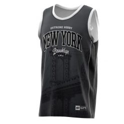 Koszulka koszykarska na ramiączkach męska EXTREME HOBBY NEW YORK. Szare t-shirty sportowe męskie EXTREME HOBBY, m, z materiału, bez ramiączek, na fitness i siłownię. Za 159.00 zł.