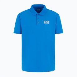 Koszulka męska EA7 Emporio Armani Train Visibility Polo. Niebieskie koszulki polo męskie EA7 Emporio Armani, m, bez wzorów, z bawełny, bez ramiączek. Za 359.99 zł.