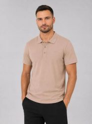 KOSZULKA MĘSKA POLO 4F T-SHIRT SPORTOWY M407. Brązowe koszulki polo męskie 4f, m, z bawełny, bez ramiączek, na fitness i siłownię. Za 89.99 zł.