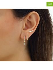 Miu Silver Pozłacane kolczyki (3 szt.) z cyrkoniami rozmiar: onesize. Szare kolczyki damskie Miu Silver, z cyrkonią, pozłacane. Za 82.99 zł.