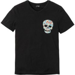T-shirt Slim Fit bonprix czarny. Czarne t-shirty męskie bonprix, m, bez wzorów, bez kołnierzyka. Za 34.99 zł.