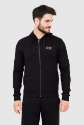 EA7 Męska czarna bluza z kapturem i złotym logo, Rozmiar M. Czarne bluzy z kapturem męskie EA7 Emporio Armani, m. W wyprzedaży za 288.99 zł.