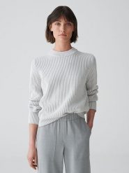OPUS Sweter "Padollo" w kolorze szaro-białym rozmiar: L. Białe swetry klasyczne damskie Opus, l, bez kołnierzyka. Za 224.95 zł.