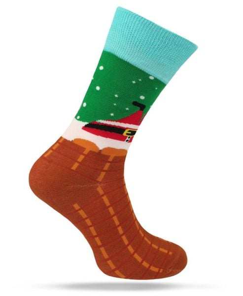 Świąteczne Skarpetki - Alties - Mikołaj w Kominie. Skarpetki męskie Alties, bez wzorów, z bawełny. Za 19.90 zł.