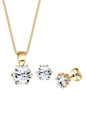 Elli Damski zestaw Classic Solitaire zawieszka kolczyki z kryształami w srebrze 925 sterling silver pozłacane różowym złotem Zestawy 1 ct. Czerwone kolczyki damskie Elli, pozłacane, na sztyftcie. Za 351.89 zł.