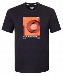 Bawełniana, Męska Koszulka (T-Shirt) - Pako Jeans - Czarna, Pomarańczowy Print. Brązowe t-shirty męskie Pako Jeans, l, bez wzorów, z bawełny, bez kołnierzyka. Za 75.00 zł.