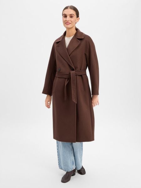 Weekend Max Mara płaszcz wełniany Kobiety wełna ze strzyży brązowy, 42. Brązowe płaszcze damskie Weekend Max Mara, bez wzorów, z wełny, biznesowe. Za 3,599.95 zł.